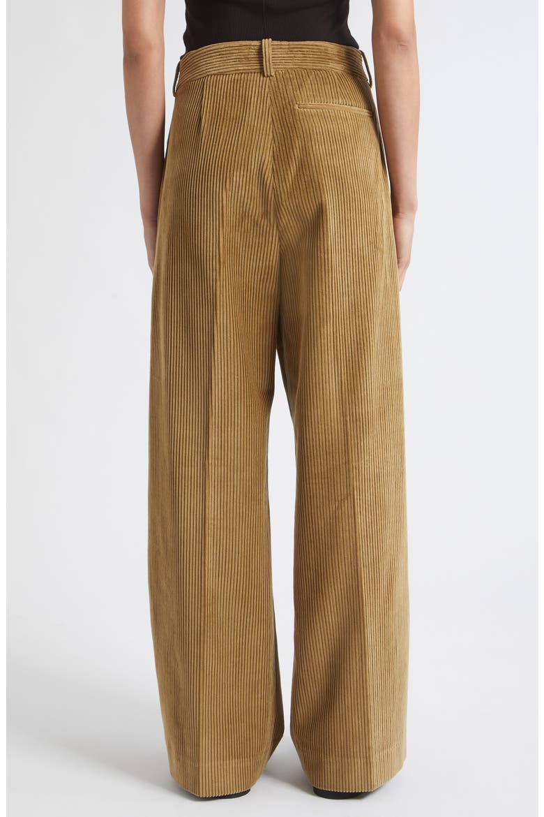 Ted Pleated Lower Waist Corduroy Trousers, Alternate, color, BEIGE