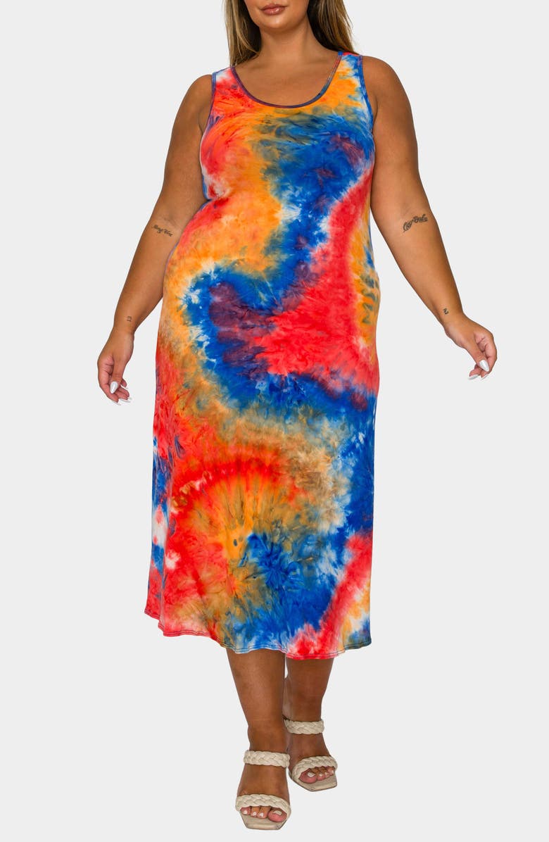 L I V D Zola Tie Dye Tank Dress, Alternate, color, Red Orange Royal