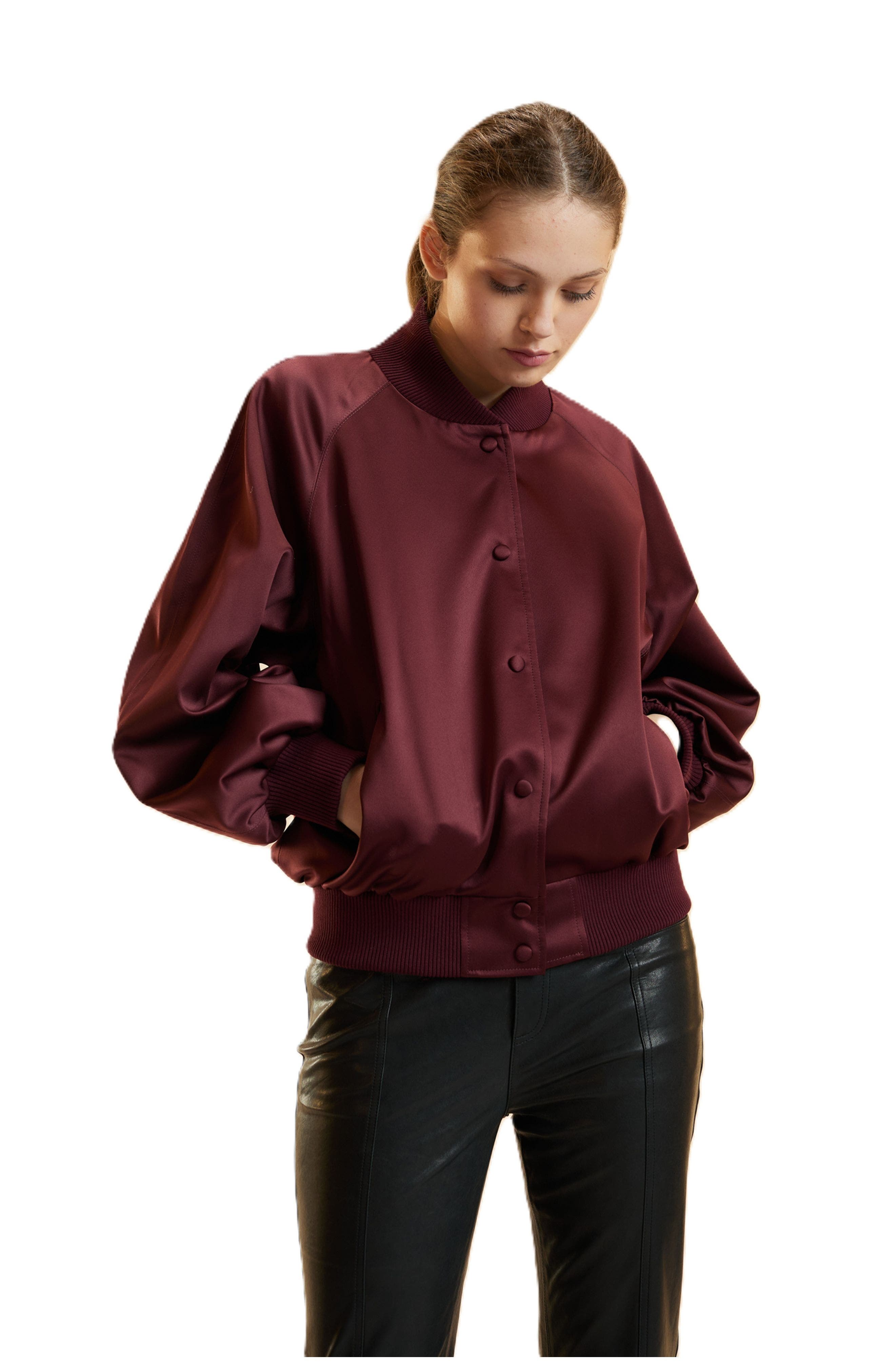 Cynthia Rowley Satin Bomber Jacket (Women) | Nordstrom