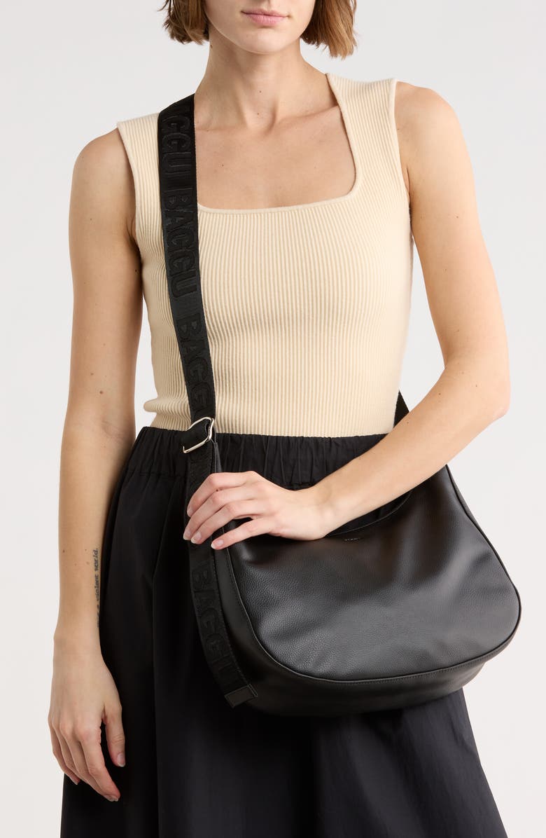 Baggu Medium Recycled Leather Crescent Shoulder Bag, Alternate, color,