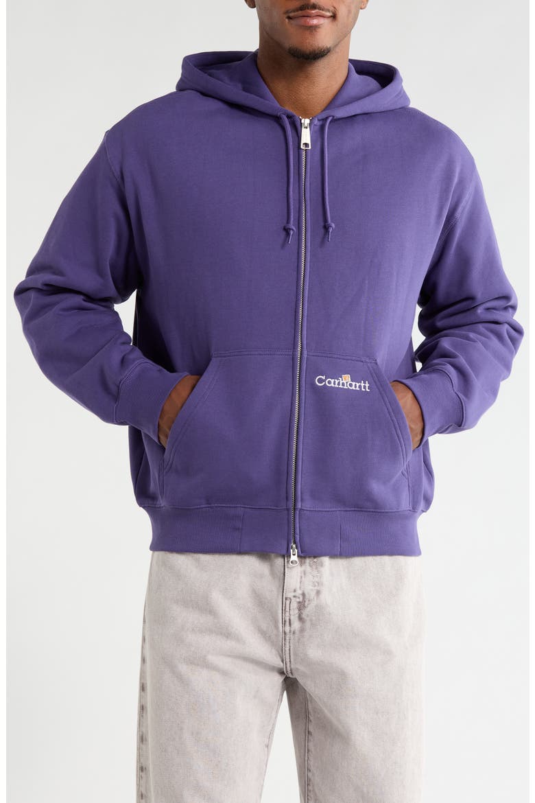 Embroidered Logo ZIp Hoodie, Alternate, color, CALLA