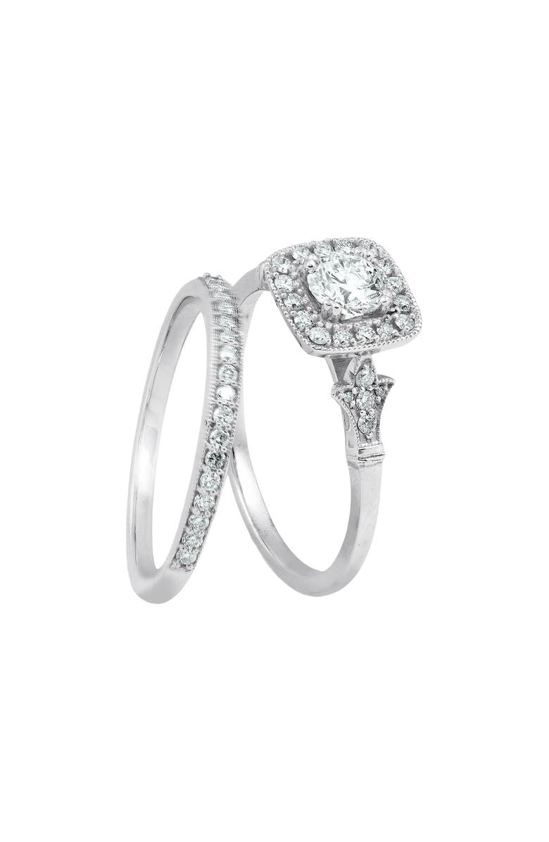 Bliss Diamond .75 Ct Cushion Halo Diamond Engagement Wedding Ring Set 14k Gold Lab Grown, Alternate, color, 