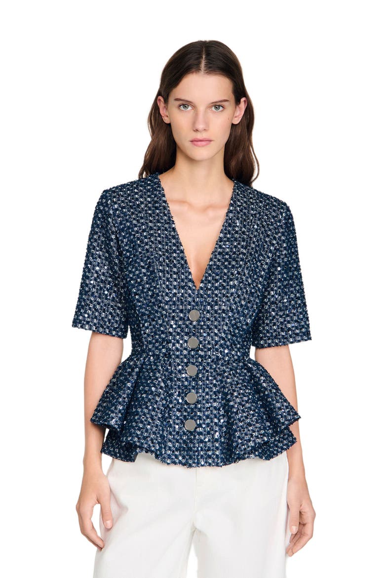 Sequinned jacket, Main, color, Navy blue