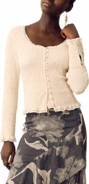 PER UNA BY M&S Smocked Cotton Jersey Top