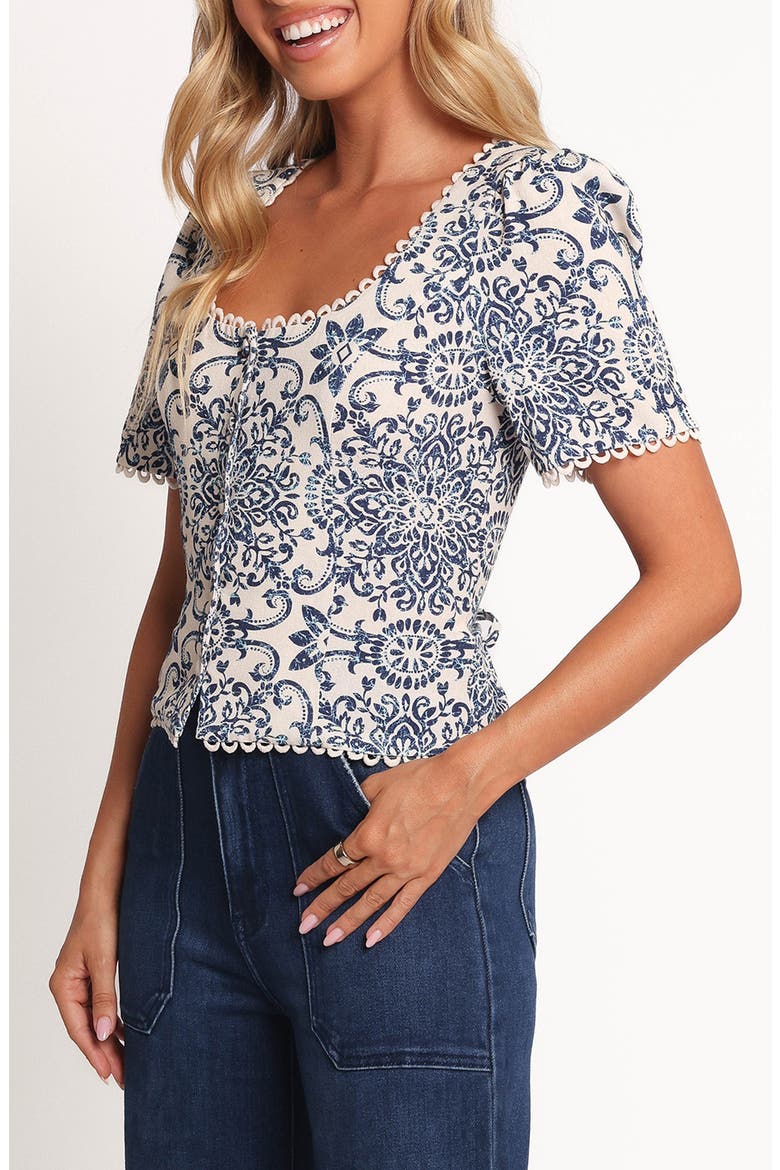 Jett Mosaic Print Button Front Top, Alternate, color, AZALEA MOSAIC