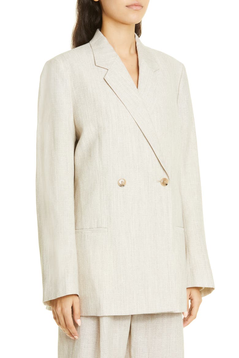 Oversize Double Breasted Wool & Linen Blazer, Alternate, color, MIST MELANGE