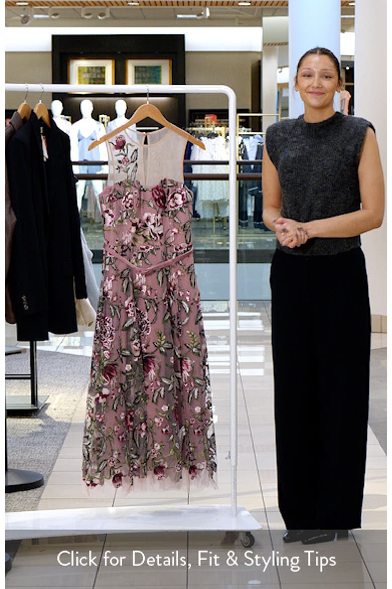 Rosemary Floral Embroidery Cocktail Midi Dress video