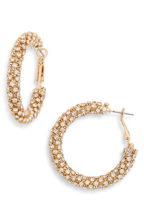 Crystal Pavé Hoop Earrings