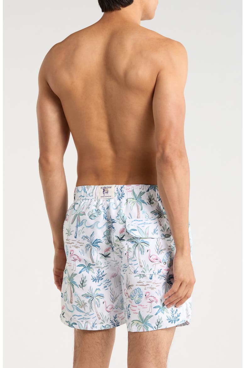 Endless Print Volley Swim Trunks, Alternate, color, WHITE