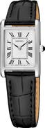 SEIKO WATCHES Essentials Tank Leather Strap Watch, 19.6mm x 29.4mm