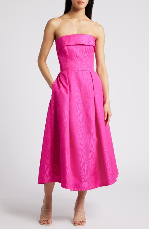 Foldover Strapless Cocktail Dress