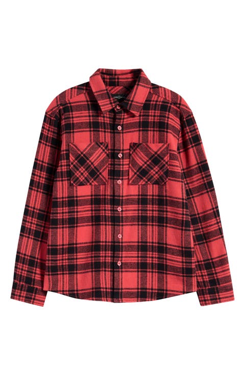 Kids' Plaid Flannel Button-Up Shirt (Big Kid)