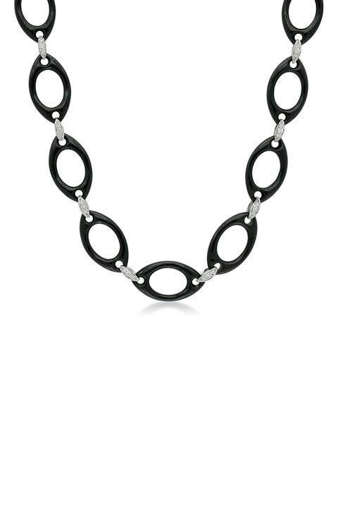 Black Jade & Diamond Link Necklace