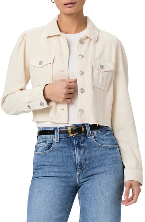 Pacey Raw Hem Crop Twill Jacket