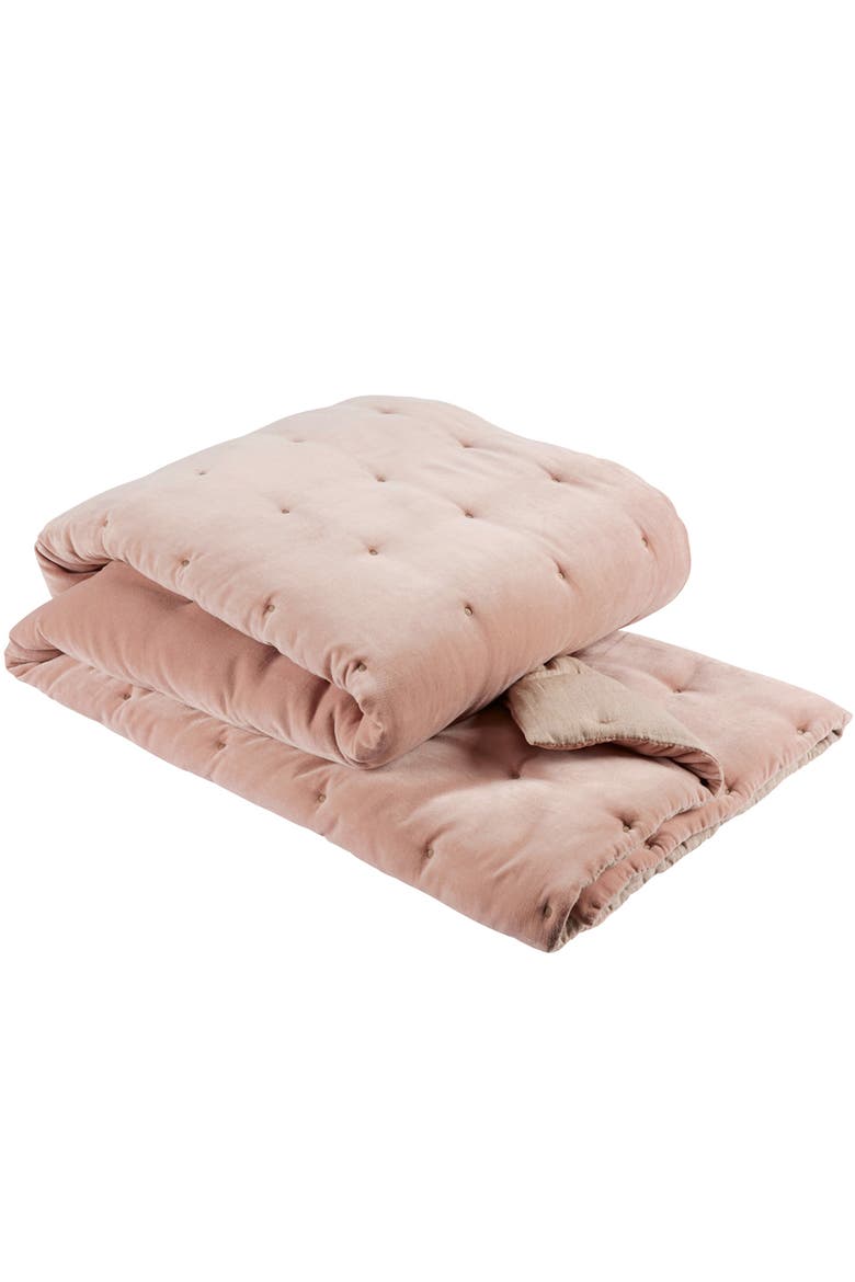 Jaipur Luxury Cotton Velvet Quilted Throw, Alternate, color, Dusty Pink