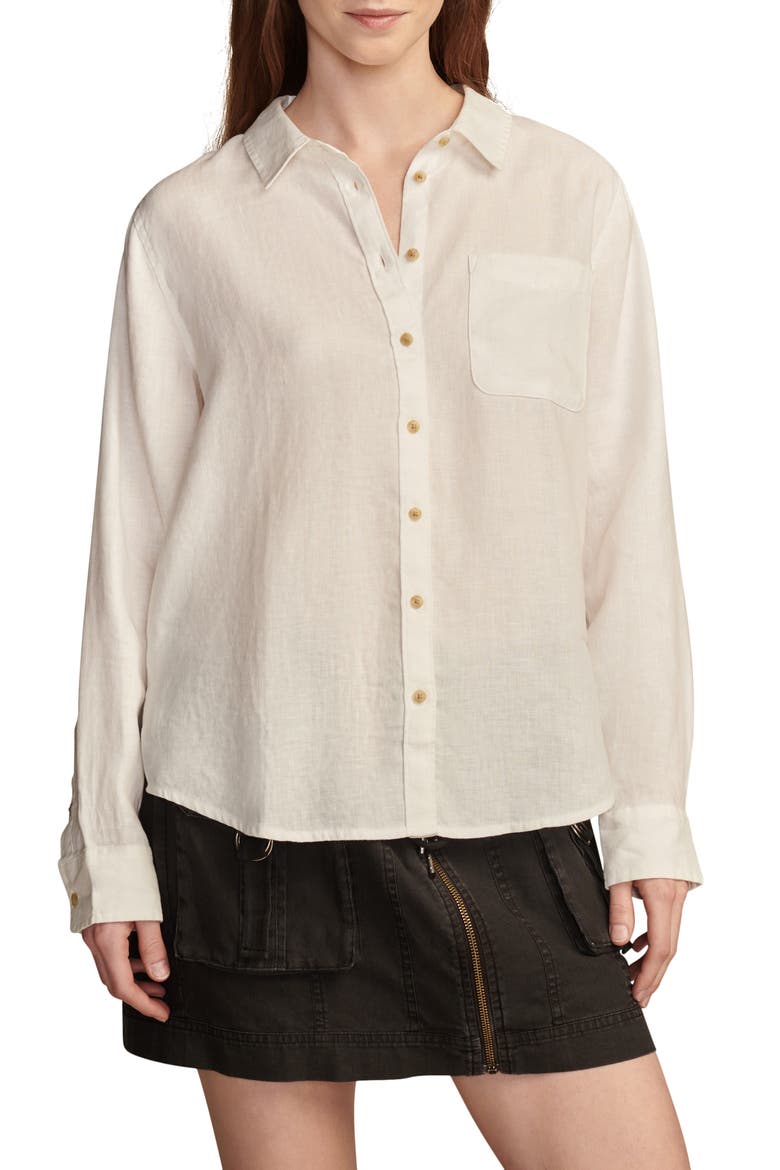 Prep Linen Button-Up Shirt, Main, color, BRIGHT WHITE