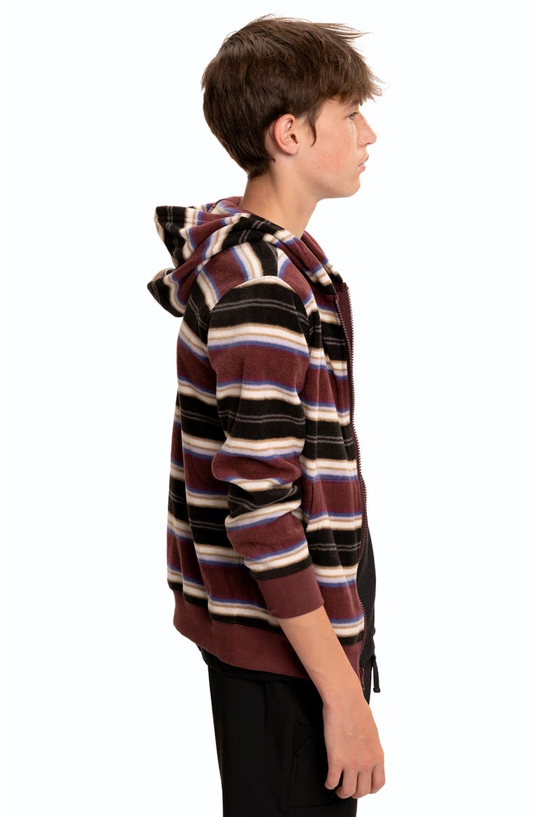 Kids' Stripe Zip-Up Hooded Fleece Jacket, Alternate, color, NAVY MULTI