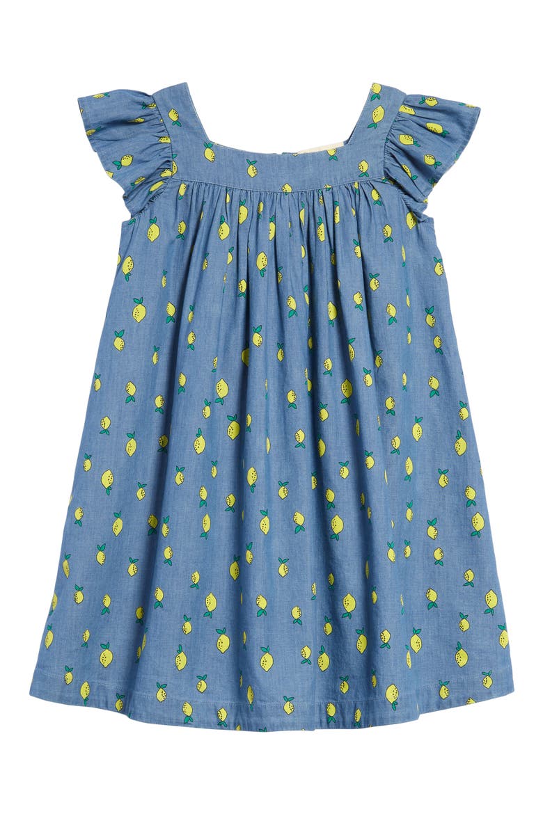 Kids' Print Shift Dress, Main, color, BLUE CHAMBRAY LEMONS