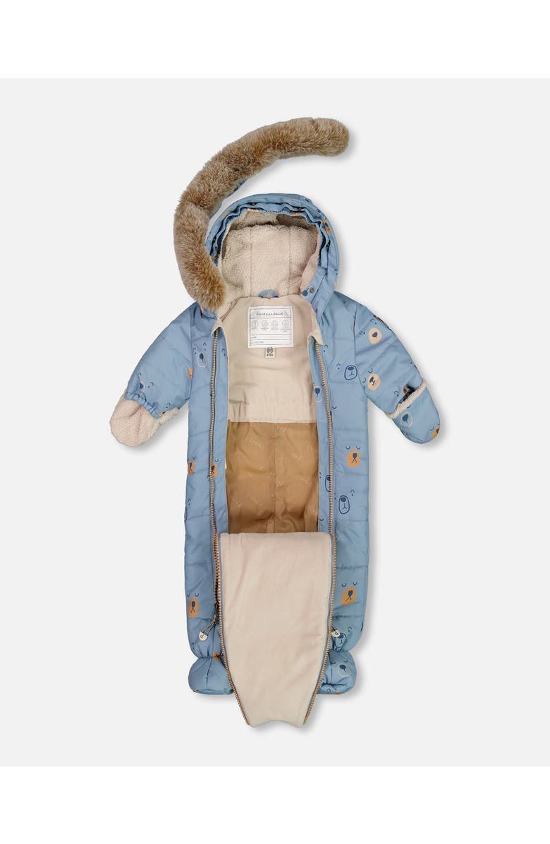 Deux par Deux Baby Boy's One Piece Baby Snowsuit Blue Bears Designed For Car Seat, Alternate, color, 