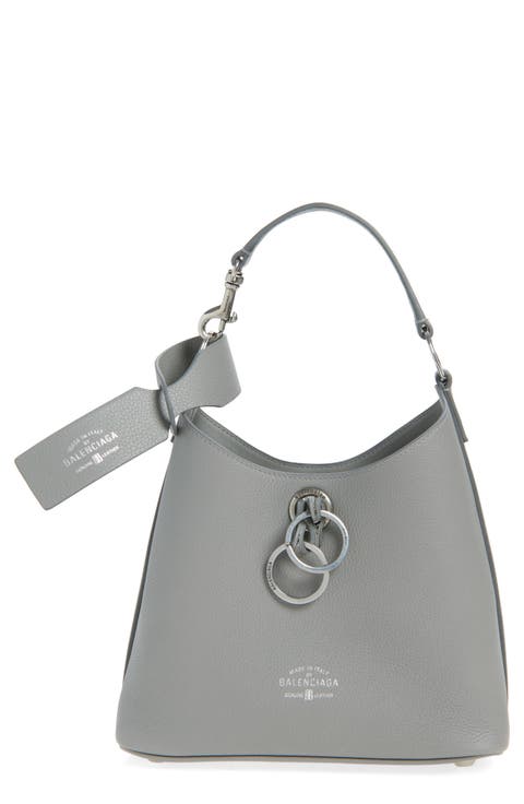 Small Carrie Grained Leather Hobo Bag