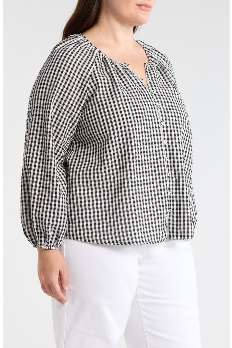 Perfect Gingham Button-Up Shirt, Alternate, color, BLACK