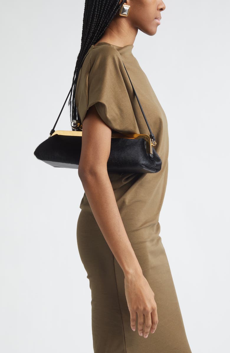 Jacquemus La Pochette The Salon Genuine Calf Hair Shoulder Bag, Alternate, color, Black