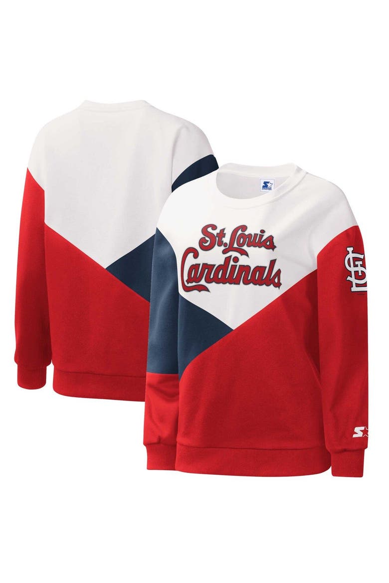 Women's Starter White/Red St. Louis Cardinals Shutout Pullover Sweatshirt, Main, color, White