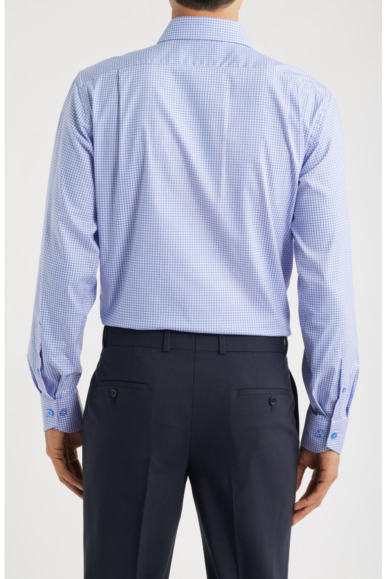 Trim Fit Check Stretch Cotton Blend Dress Shirt, Alternate, color, LIGHT BLUE/ PINK