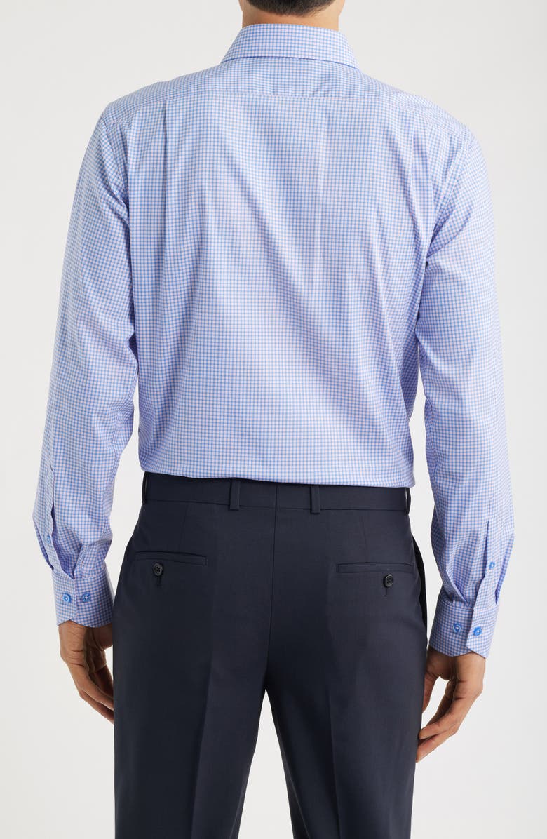 Lorenzo Uomo Trim Fit Check Stretch Cotton Blend Dress Shirt, Alternate, color, Light Blue/ Pink