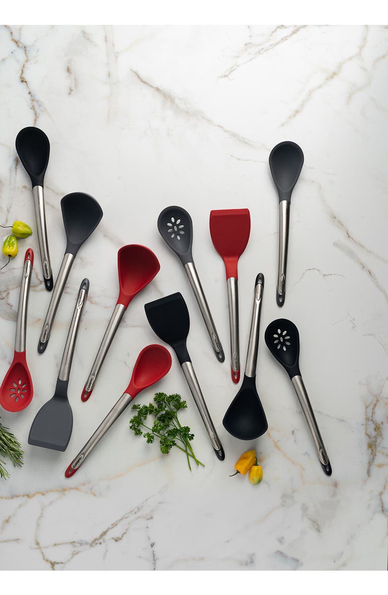 CUISIPRO Silicone & Stainless Steel Spoon, Alternate, color, Red