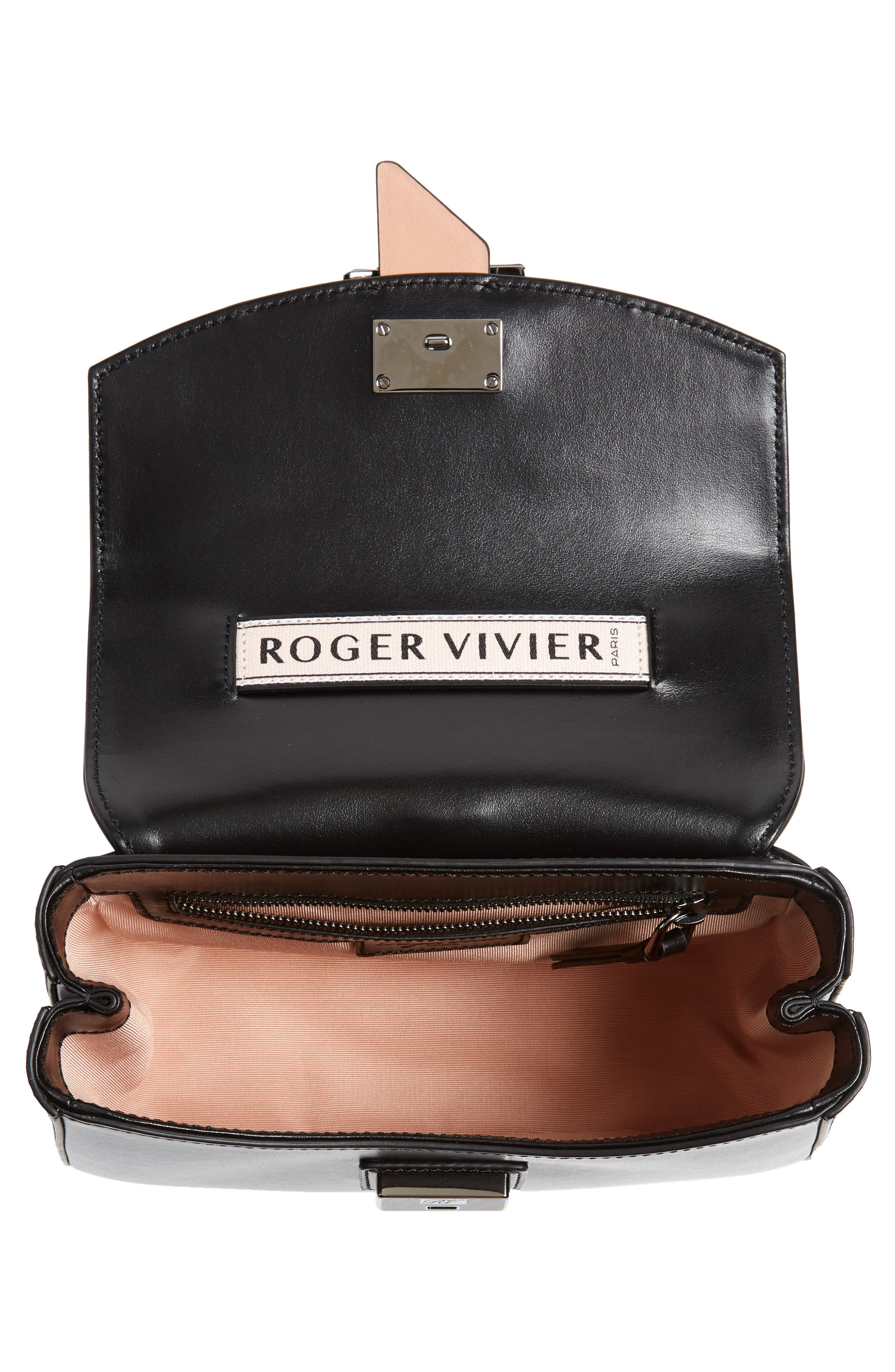 Roger Vivier Mini Beau Vivier Covered Buckle Leather Satchel, Alternate, color, 
