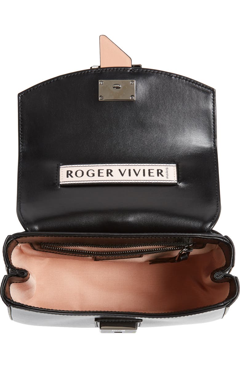 Roger Vivier Mini Beau Vivier Covered Buckle Leather Satchel, Alternate, color,