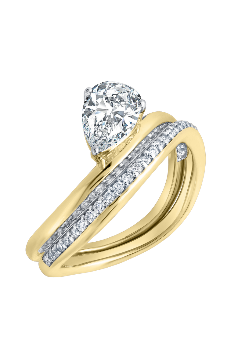Selena Silk Wave 1.4 Ct Pear Lab Grown Diamond Engagement Ring, Main, color, 14K Yellow Gold