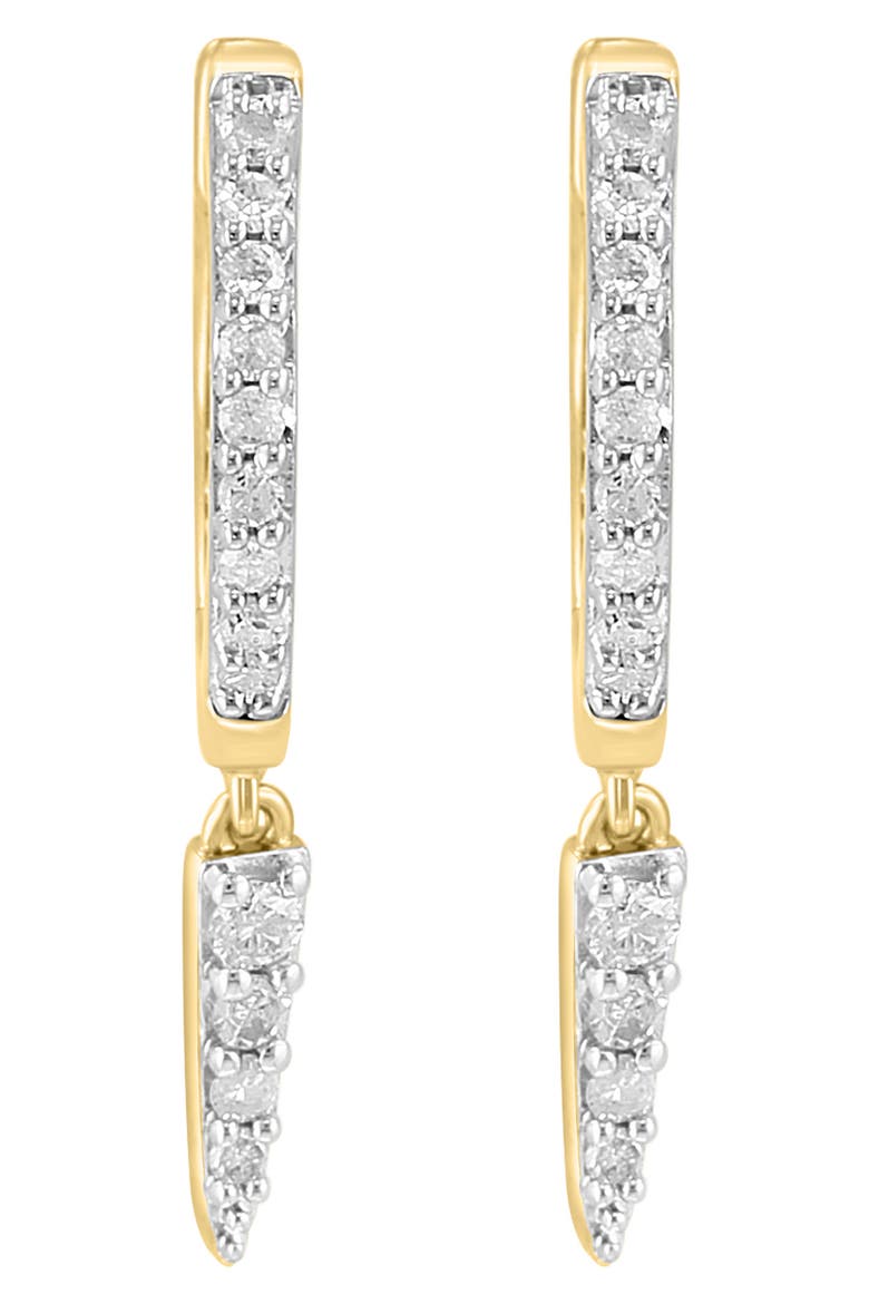 14K Gold Plated Pavé Diamond Drop Huggie Hoop Earrings - 0.20ct., Alternate, color, SILVER PLATED YELLOW