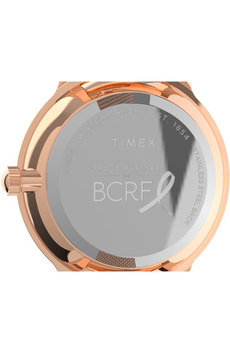 Timex<sup>®</sup> x BCRF Transcend Mesh Strap Watch, 36mm, Alternate, color, 