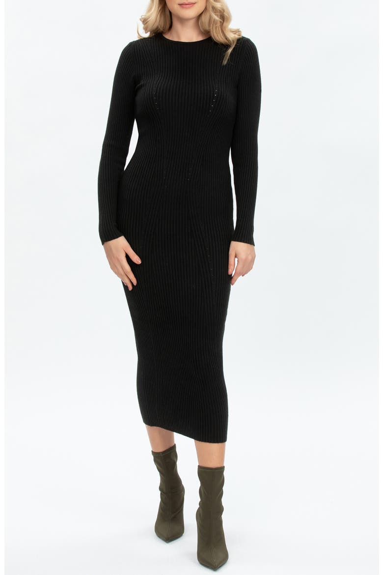 Long Sleeve Rib Maternity Midi Sweater Dress, Alternate, color, BLACK