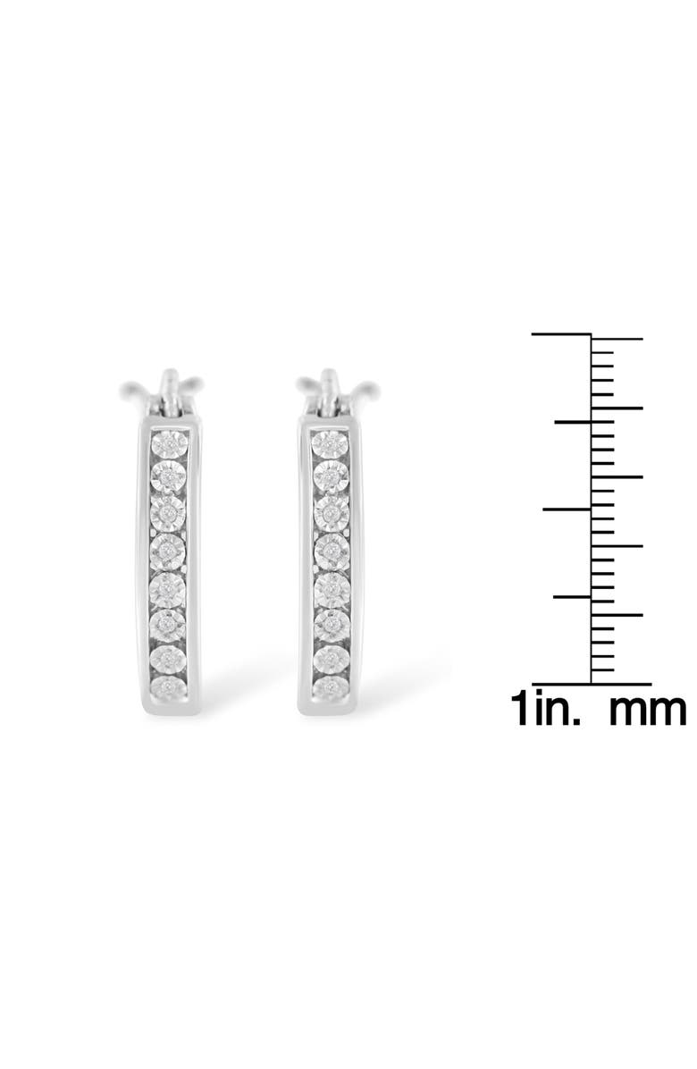 Haus of Brilliance Silver Diamond Accent Channel Style Hoop Earring, Alternate, color, White