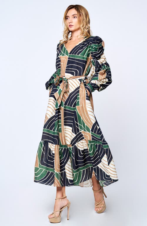Ciebon Mariyah Print Long Sleeve Maxi Dress In Multi