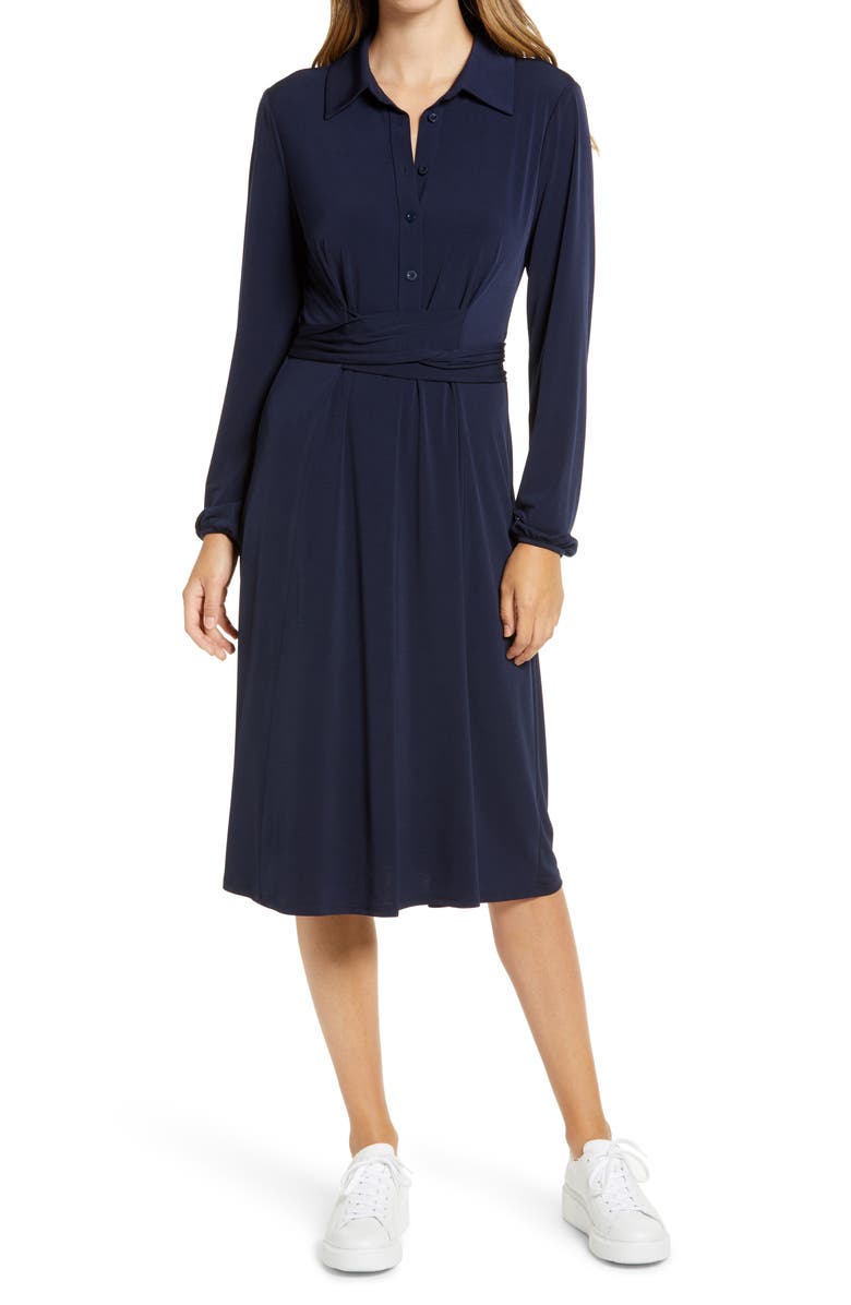 Maggy London Sandrene Long Sleeve Jersey Shirtdress, Main, color,