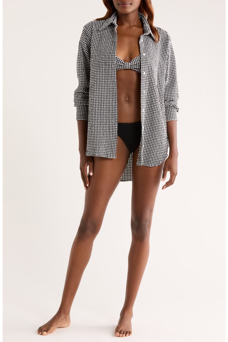 Oversize Cover-Up Shirt, Main, color, BLACK