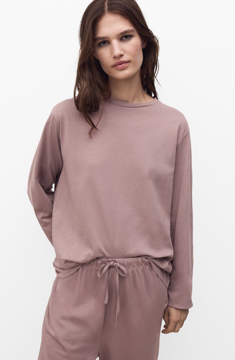 MANGO Plain Cotton Pajamas, Alternate, color, Taupe