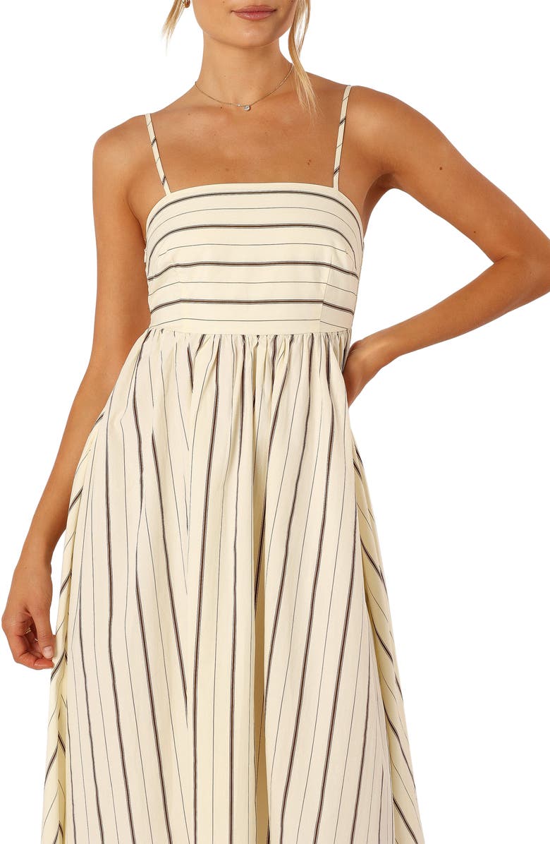 Petal & Pup Pixie Stripe Cutout Cotton Maxi Sundress, Alternate, color, Beige Tan