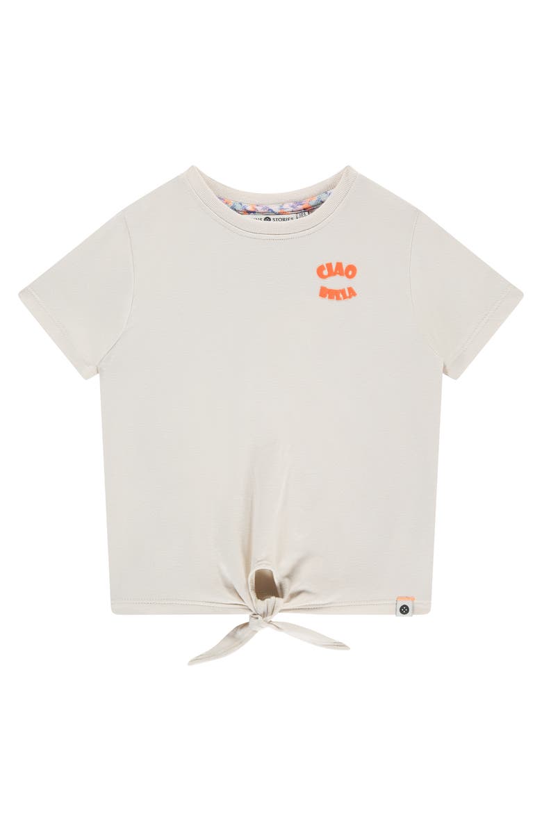 Stains and Stories by Babyface Tie Front T-Shirt, Main, color, Ivory