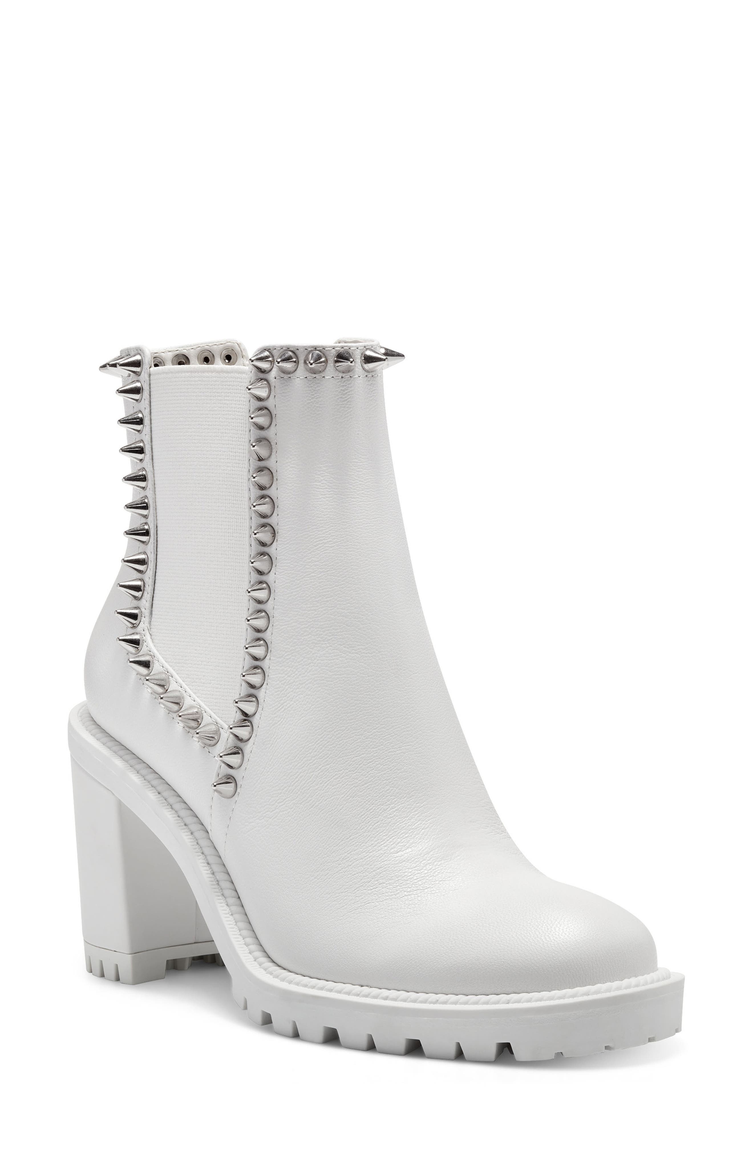 Demmie Studded Block Heel Bootie, Main, color, BRIGHT WHITE