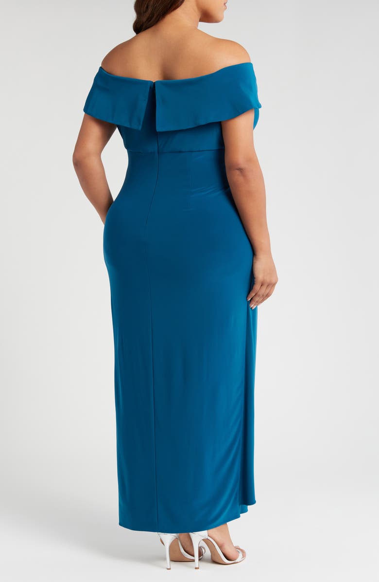 Alex Evenings Off the Shoulder Embellished Column Gown, Alternate, color, Deep Teal