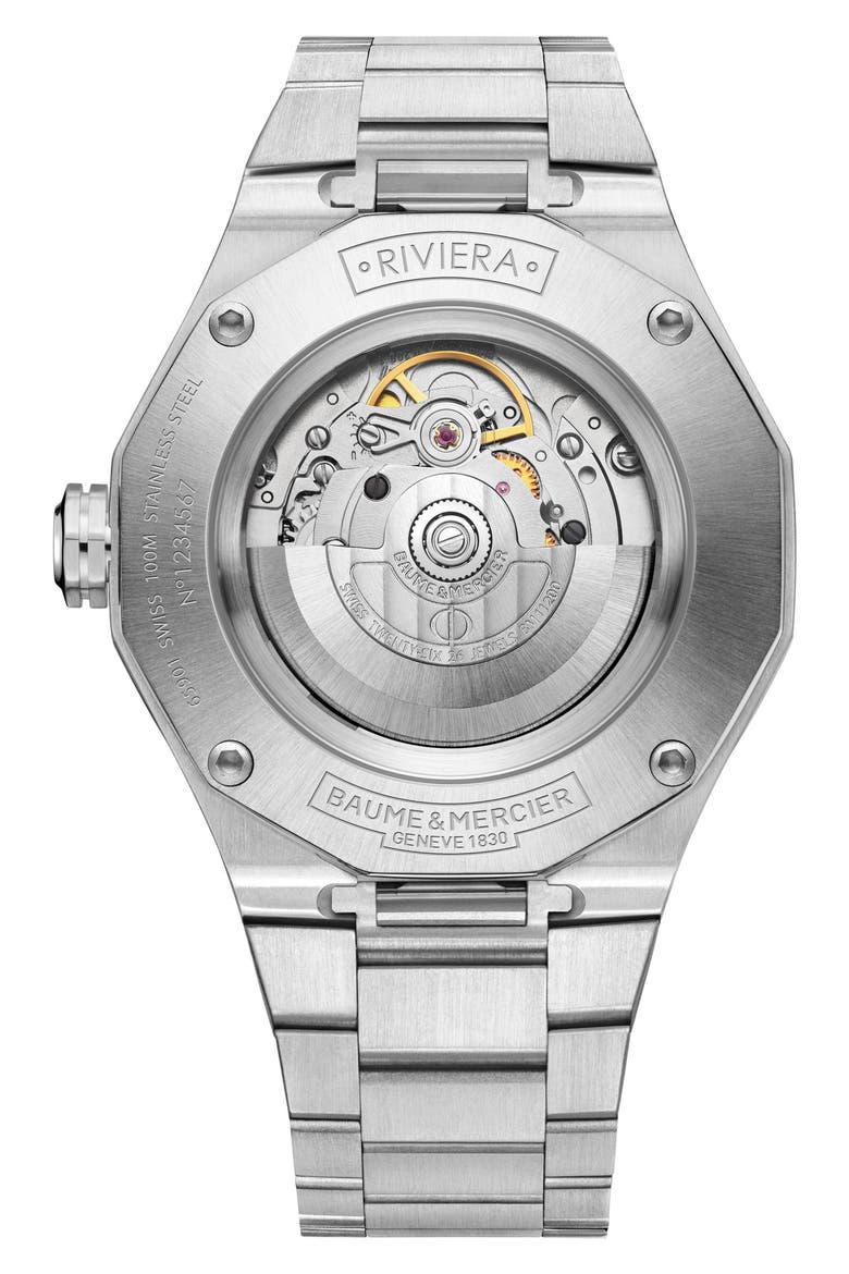 Riviera 10621 Automatic Bracelet Watch, 42mm, Alternate, color, BLACK