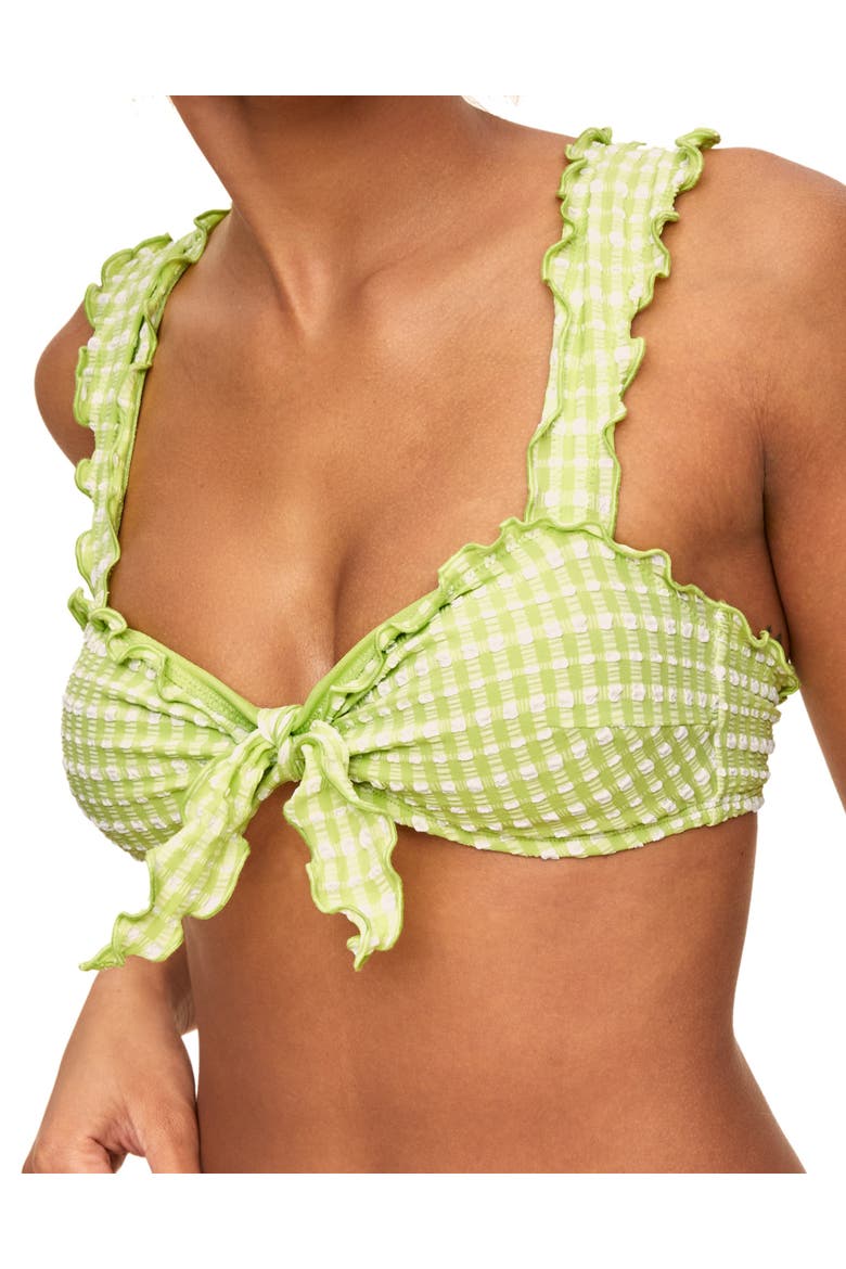 Steph Swimwear Bra, Main, color, Plaid green