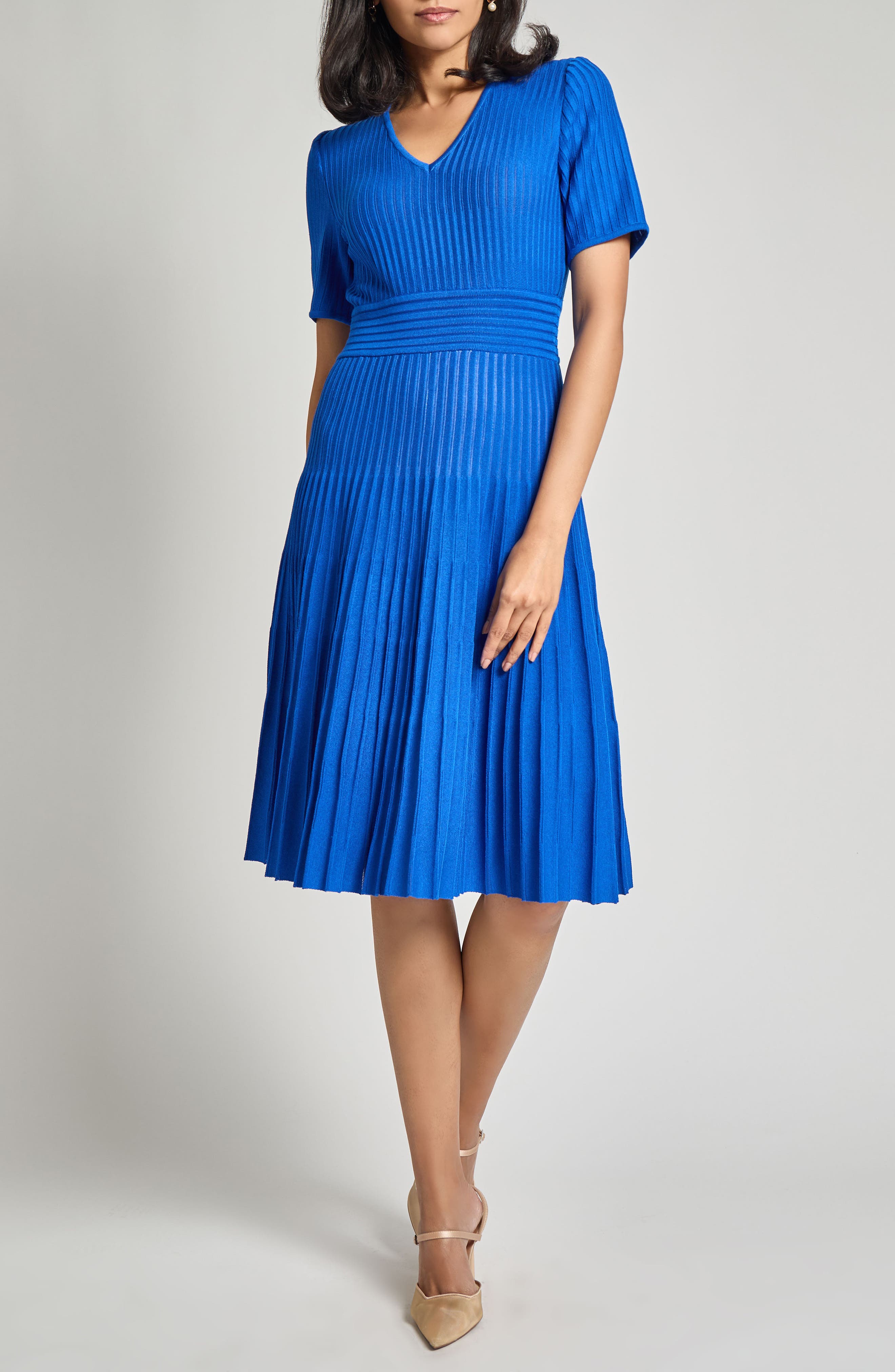 Modern Fit & Flare Rib Knit Dress