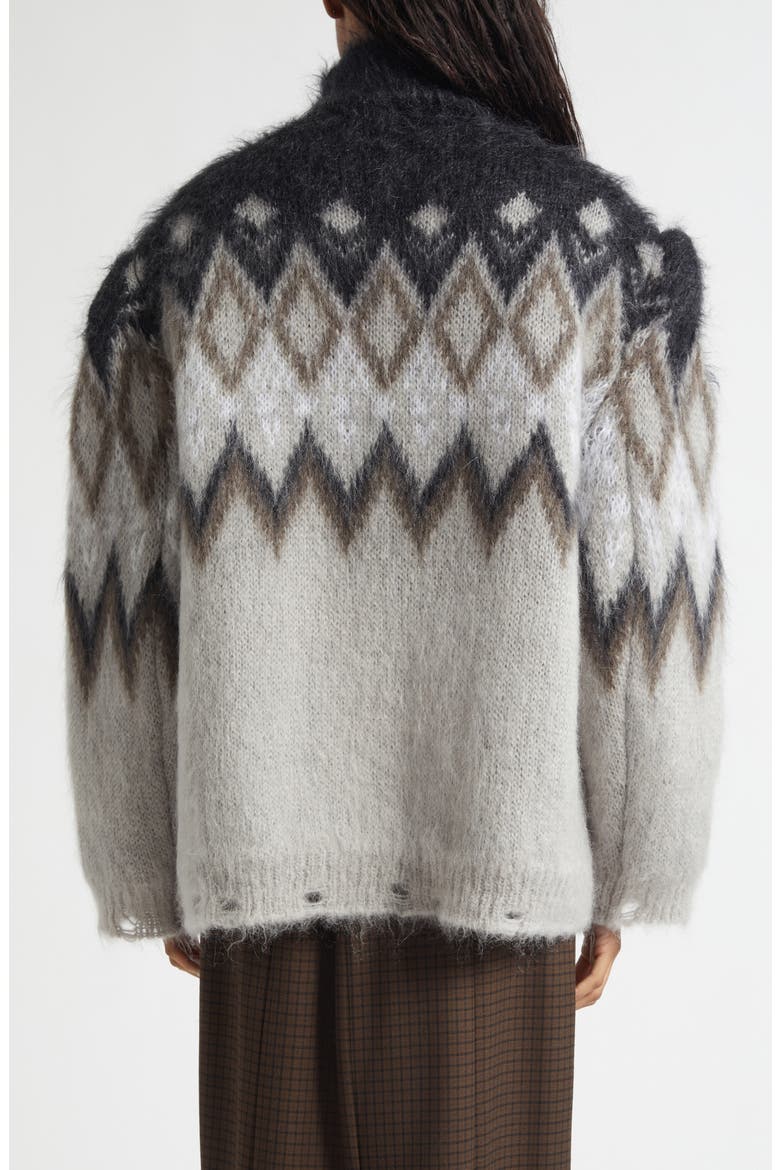 Kissick Fair Isle Padded Mohair & Wool Blend Turtleneck Sweater, Alternate, color, MULTI GREY