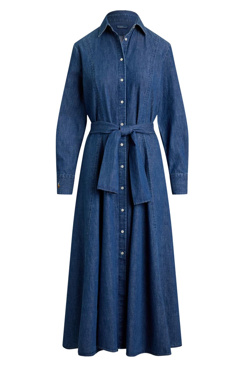Chambray Tie Waist Shirtdress, Alternate, color, CHAMBRAY BLUE